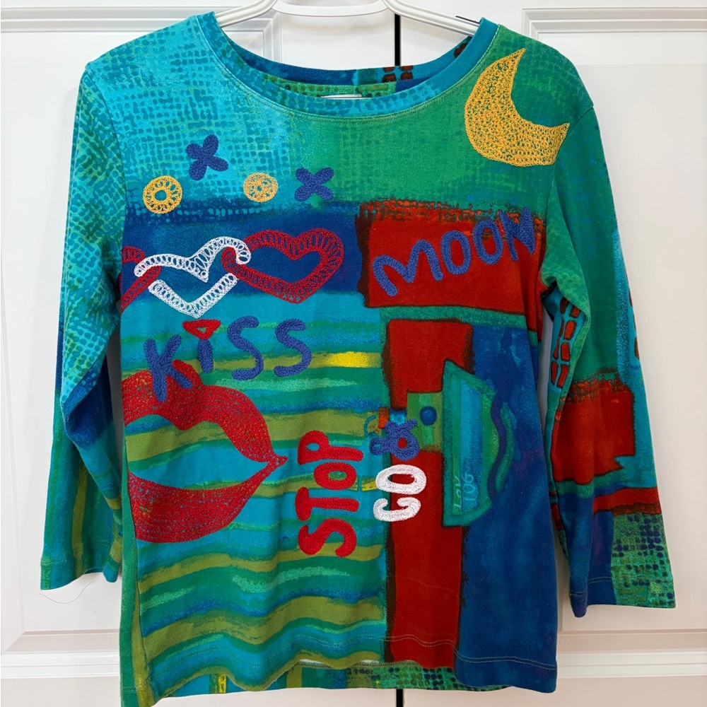 Chico's Multicolor Graphic Long Sleeve Top